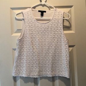 White eyelet lace tank top